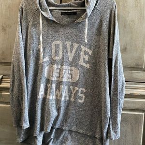 Gray hooded long sleeve